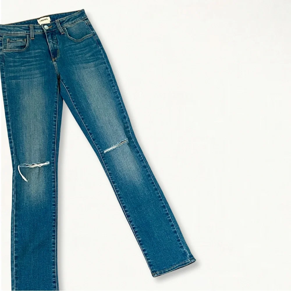 L'AGENCE Mon Jules Distressed Skinny Jeans in Authentique Denim Size 25 - Picture 10 of 16